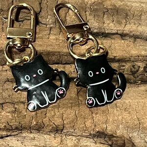 Black Cat Keychain charms pair with Gold Accents